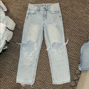Light Blue Distressed straight girls youth Jeans - size 12